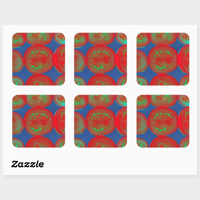 Tomato slices square sticker (Sheet)