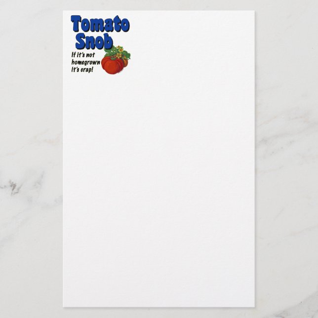 Tomato Snob Funny Gardener Stationery (Front)