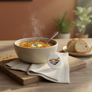 Tomato Soup Bowl with Spoon Button