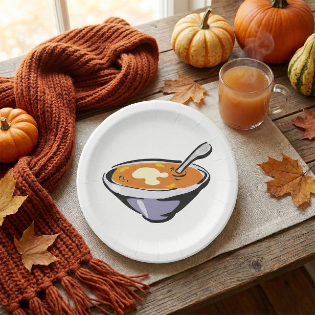 Tomato Soup Bowl with Spoon Paper Plates (Creator Uploaded)