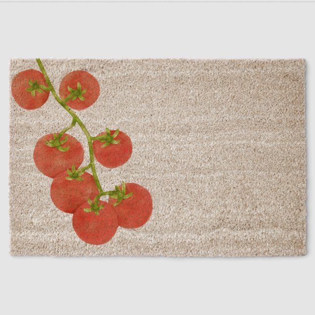 Tomato summer veggie garden trendy fiber doormat (Front)