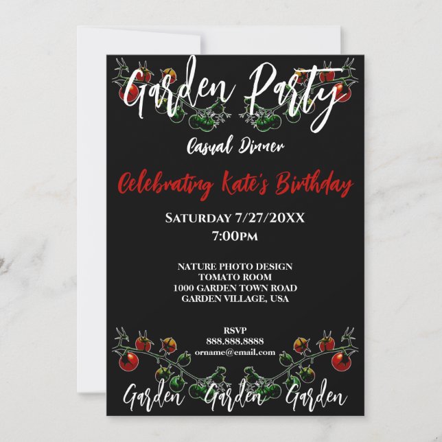 TOMATO VINE PHOTO GARDEN PARTY INVITATION (Front)