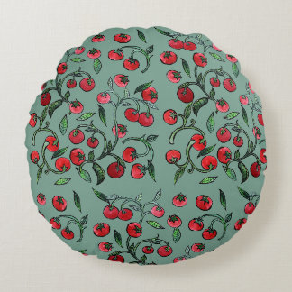Tomato Vine Round Pillow