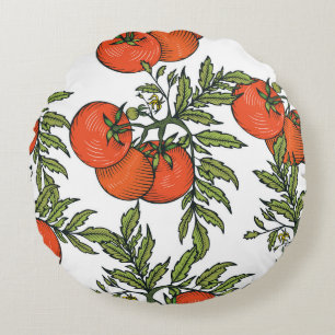 Tomato Vintage: Farm Market Illustration. Round Pillow