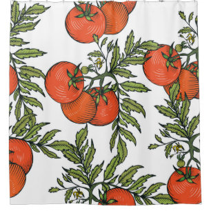 Tomato Vintage: Farm Market Illustration. Shower Curtain