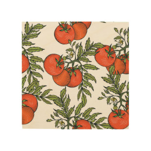 Tomato Vintage: Farm Market Illustration. Wood Wall Art