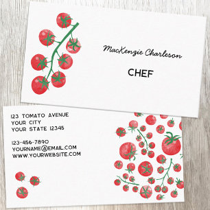 Tomato Watercolor Chef Catering Business Card
