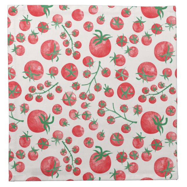 Tomato Watercolor Mediterranean Cloth Napkin (Front)