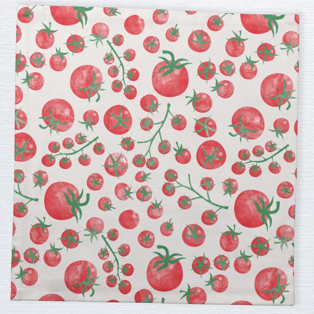 Tomato Watercolor Mediterranean Cloth Napkin (Fun tomato watercolor pattern Mediterranean cloth napkin)