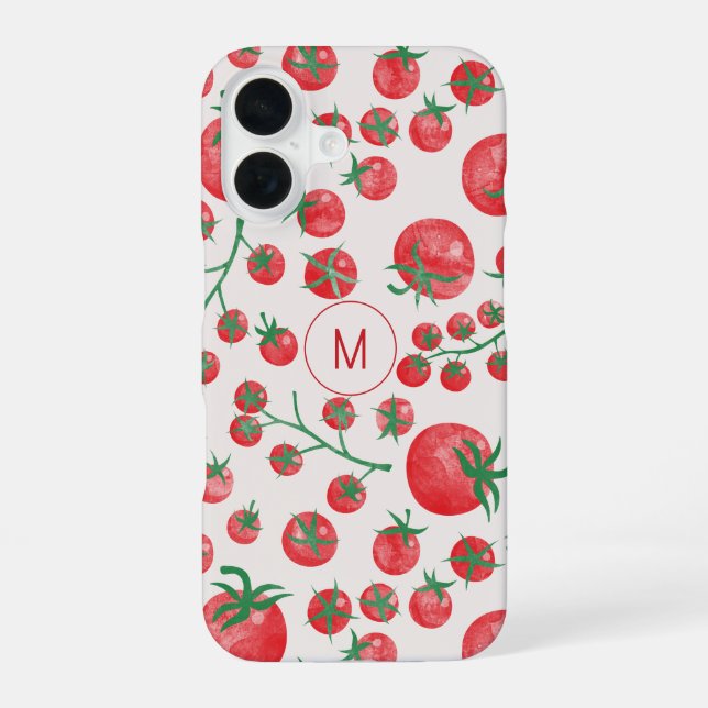 Tomato Watercolor Mediterranean Monogram Initial Iphone Case (Back)