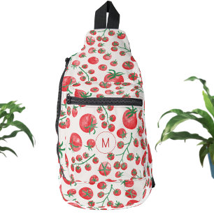 Tomato Watercolor Mediterranean Monogram Initial Sling Bag