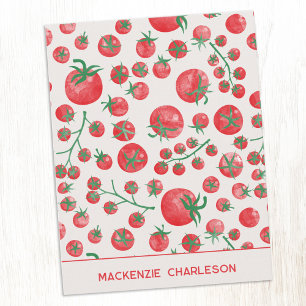 Tomato Watercolor Mediterranean Summer Personalize Note Card