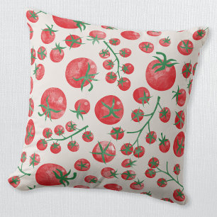 Tomato Watercolor Mediterranean Throw Pillow