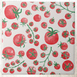 Tomato Watercolor Pattern Ceramic Tile<br><div class="desc">The perfect accessory for a keen cook or gardener,  featuring a fun Mediterranean watercolor tomato pattern against a pale pastel shell pink background. Original art by Nic Squirrell.</div>