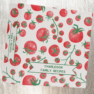 Tomato Watercolor Pattern Family Recipe 3 Ring Binder
