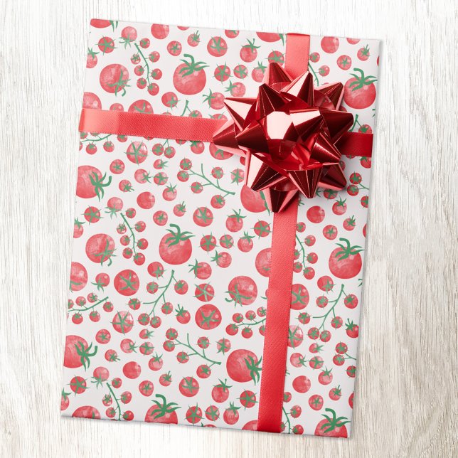 Tomato Watercolor Wrapping Paper (Fun tomato watercolor gift wrapping paper roll)
