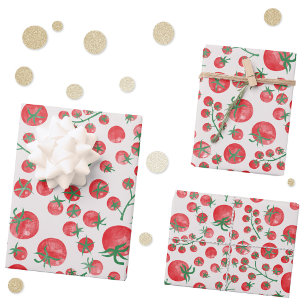 Tomato Watercolor Wrapping Paper Sheets