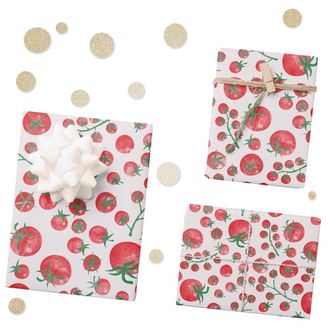 Tomato Watercolor Wrapping Paper Sheets (Fun tomato watercolor gift wrapping paper sheets)