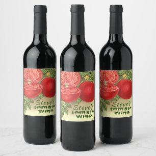 Tomato Wine Artsy personalized distressed font Wine Label