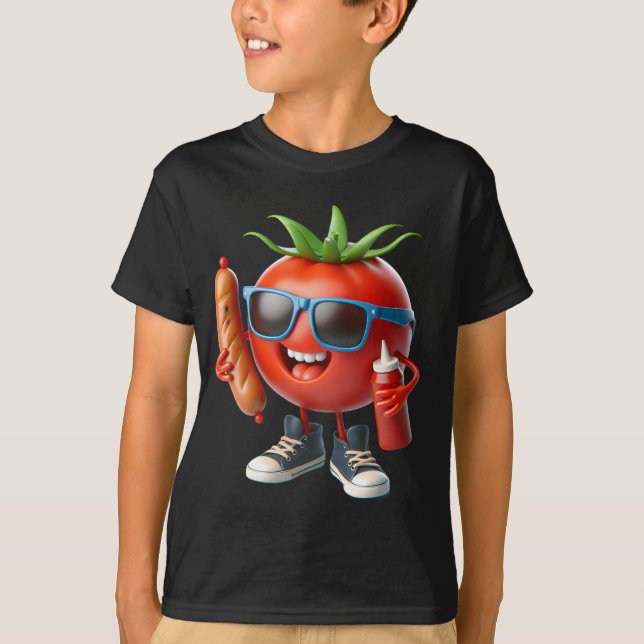  Tomato with Ketchup and Sausage   T-Shirt (Front)
