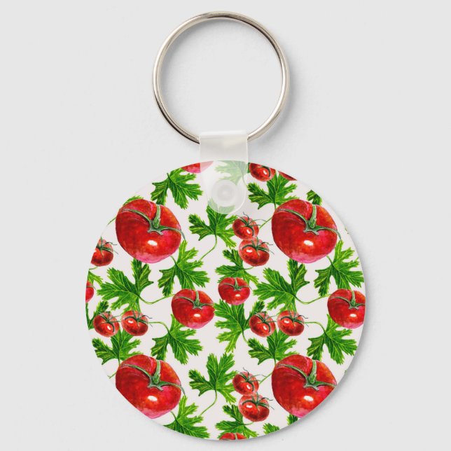 Tomato with Leaves Pattern Keychain (Front)