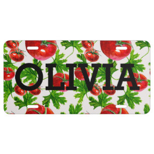 Tomato with Leaves Pattern License Plate