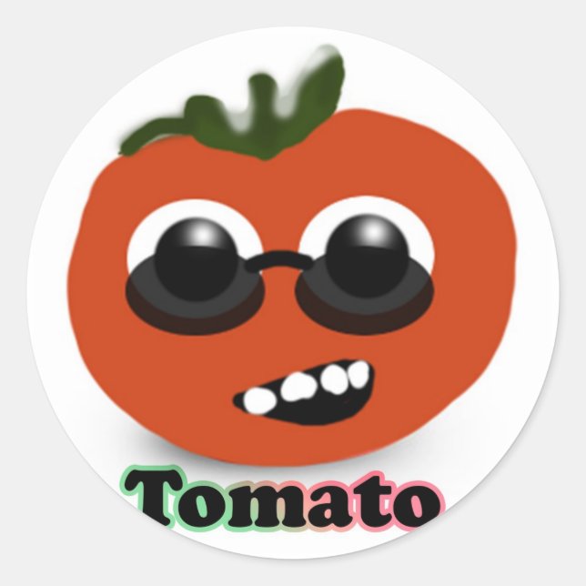 Tomato with sunglasses classic round sticker (Front)