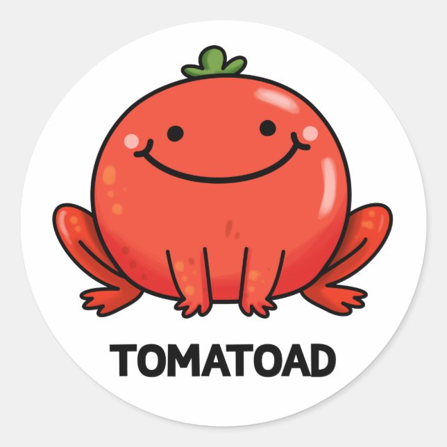 Tomatoad Funny Tomato Toad Pun  Classic Round Sticker (Front)