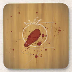 Tomatocide Chalk Outline Blood Spatter Crime Scene Beverage Coaster