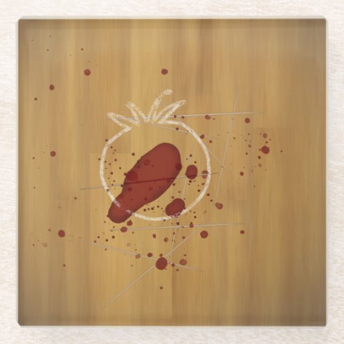 Tomatocide Chalk Outline Blood Spatter Crime Scene Glass Coaster