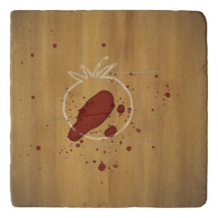Tomatocide Chalk Outline Blood Spatter Crime Scene Trivet