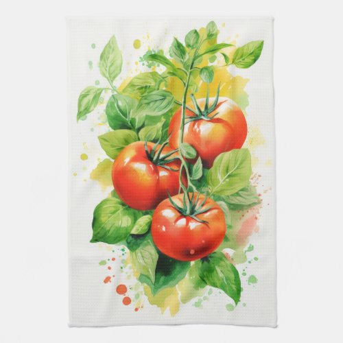 Tomatoes and Basil Tea Towel