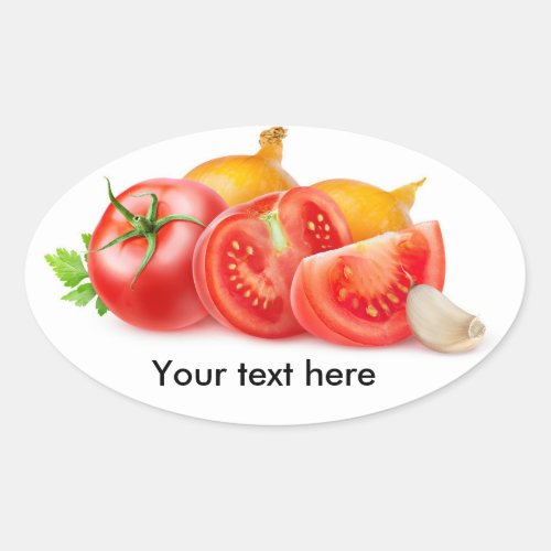 Tomatoes and onions oval sticker