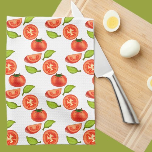 Tomatoes And Oregano Leafs Kitchen Towel