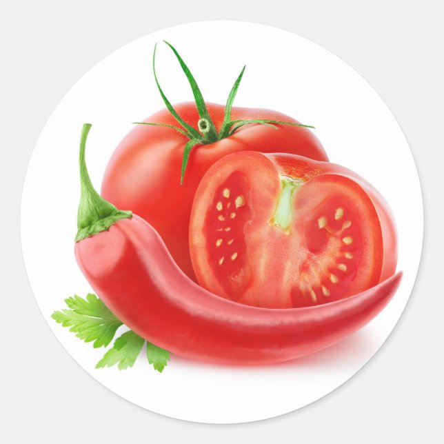 Tomatoes and pepper classic round sticker (Front)