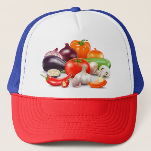 Tomatoes Asparagus Beets Watercolor Vegetables Cor Trucker Hat