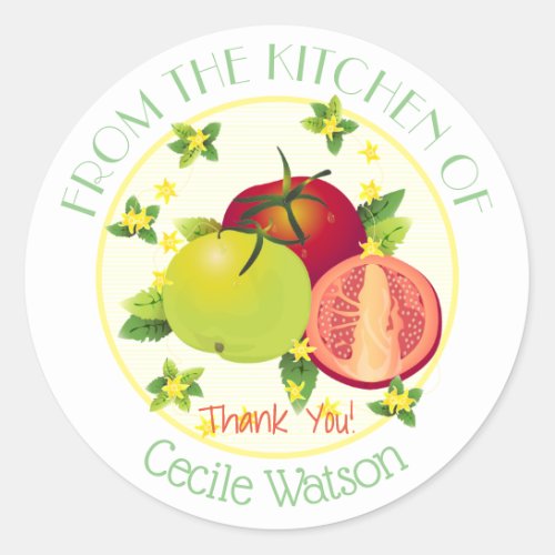 Tomatoes Baking Canning  Thank You Classic Round Sticker