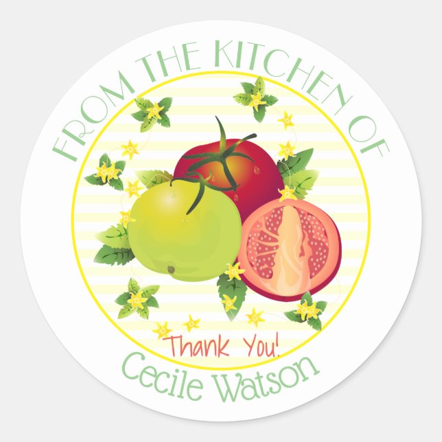 Tomatoes Baking Canning | Thank You Classic Round Sticker (Front)