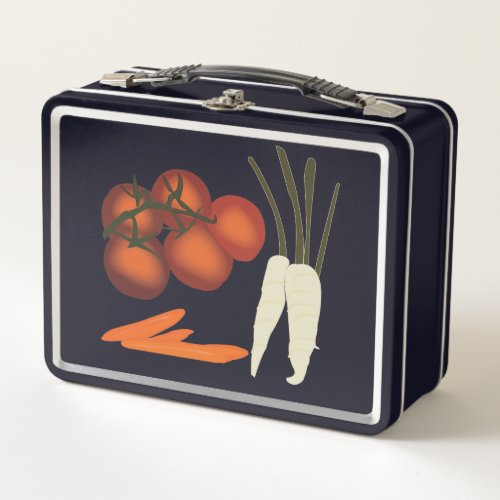 Tomatoes Carrots Radish Vegetable Back to School Metal Lunch Box