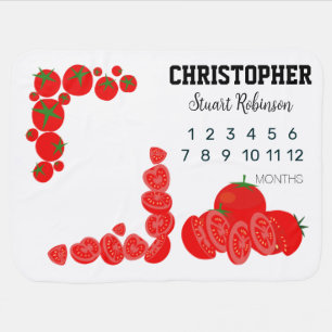 Tomatoes Farm Adventure Milestones by month Baby Blanket