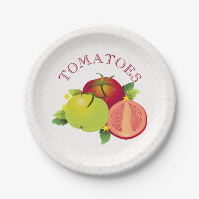 Tomatoes Fruit Vegetable Garden Paper Plates (Front)
