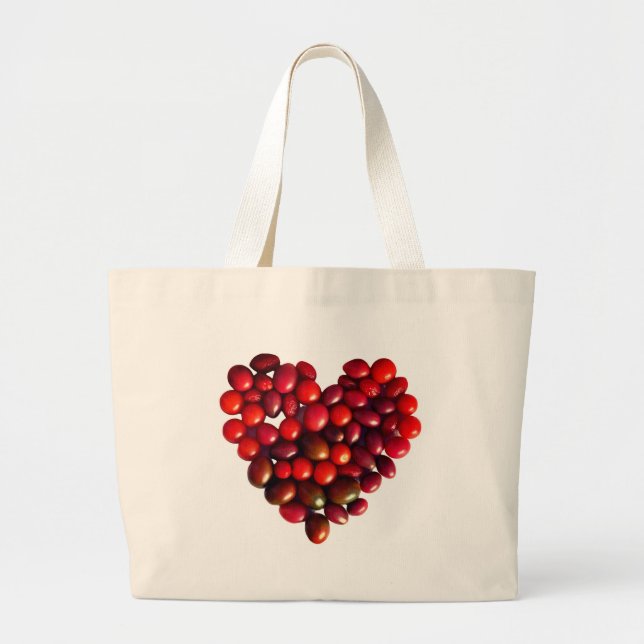 Tomatoes Heart  Large Tote Bag (Front)