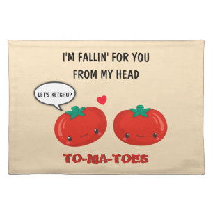 Tomatoes In Love Cute Romantic Valentine's Day Cloth Placemat