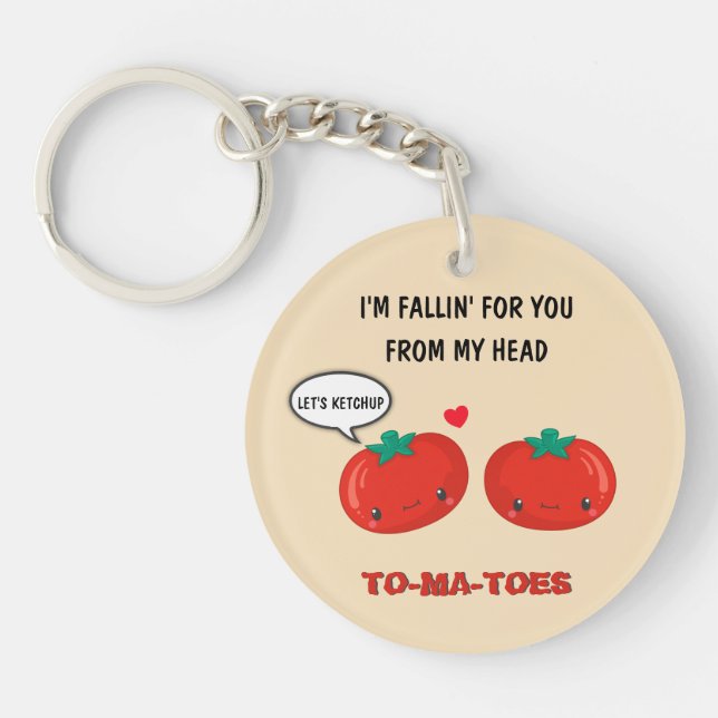 Tomatoes In Love Cute Romantic Valentine's Day Keychain (Front)