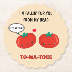 Tomatoes In Love Cute Romantic Valentine's Day Paper Coaster
