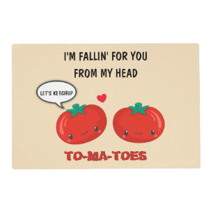 Tomatoes In Love Cute Romantic Valentine's Day Placemat