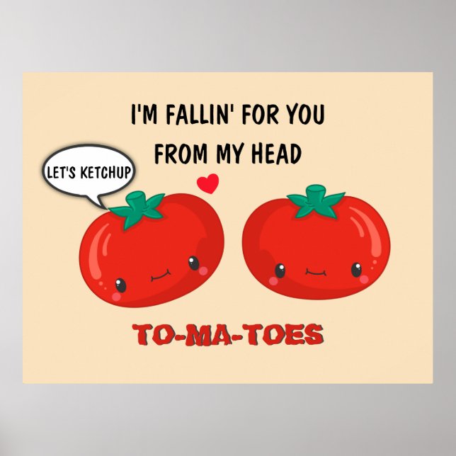 Tomatoes In Love Cute Romantic Valentine's Day Poster (Front)