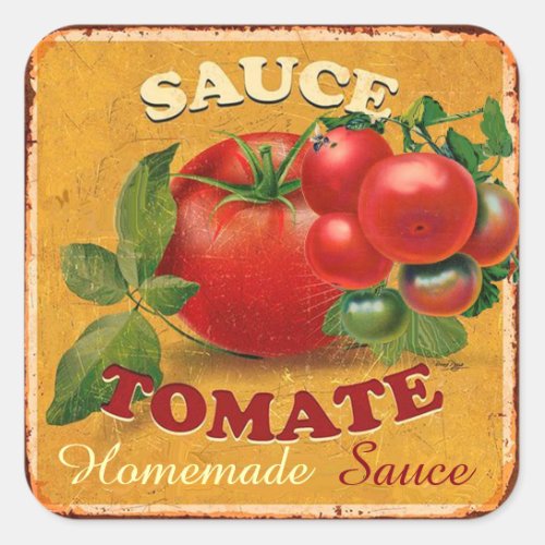 TOMATOES KITCHEN PRESERVES CANNINGS TOMATO SAUCE SQUARE STICKER