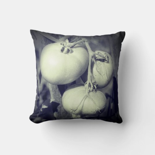 Tomatoes On The Vine Black And White   Throw Pillow