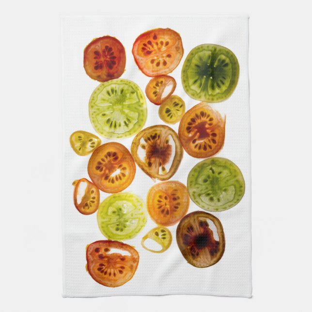 Tomatoes on White Background Towel (Vertical)